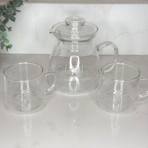 Princess House Teapot w/ Cups Set Teapot & 2 Mugs